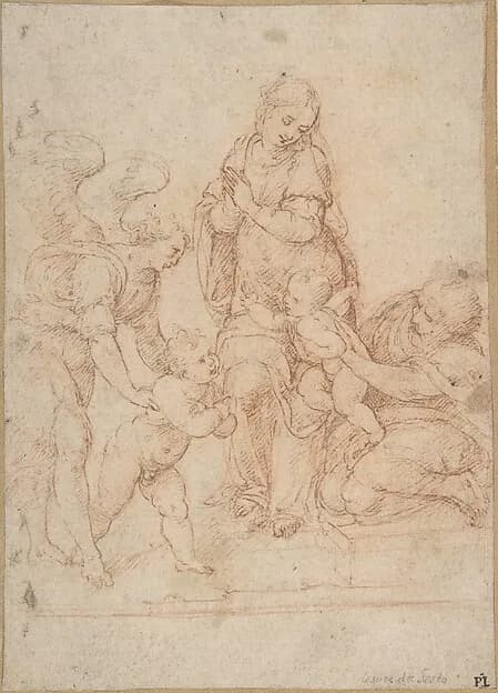 The Holy Family with the Infant St. John the Baptist and an Angel by Cesare da Sesto depicting Matthew 3