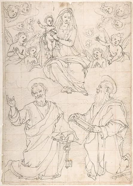 Virgin and Child Appearing in a Glory of Angels to Saint Peter and Saint Paul by Jacopo da Empoli (Jacopo Chimenti) depicting Matthew 4