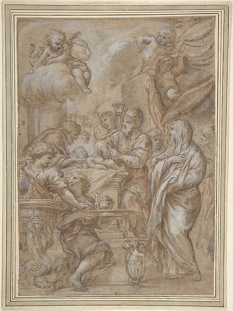 The Circumcision, Study for an Engraving by Ciro Ferri depicting Luke 2