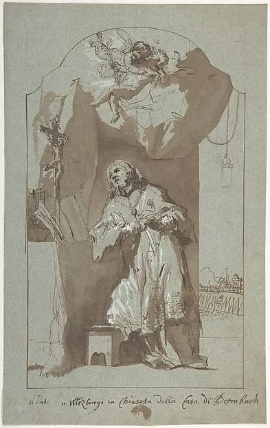 Saint John Nepomuk Praying by Georg Anton Urlaub depicting Matthew 3