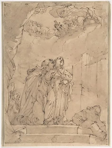 The Presentation of the Virgin Mary in the Temple by Ubaldo Gandolfi depicting Luke 1