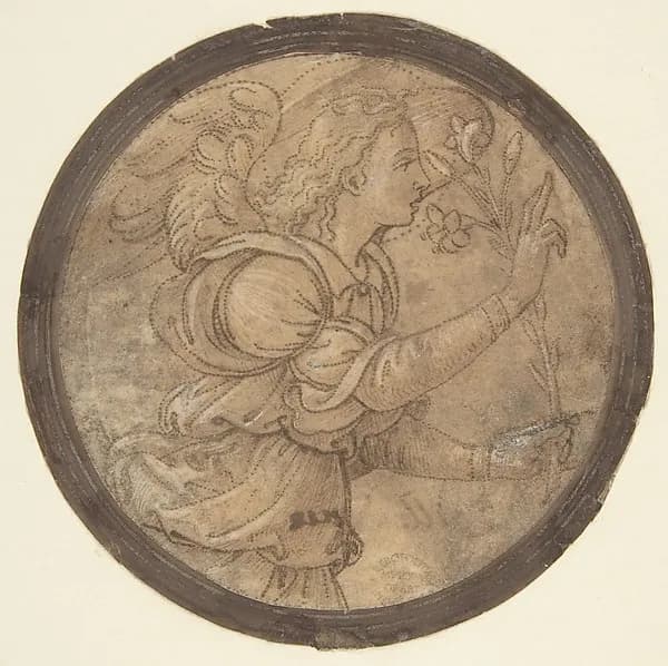 The Angel of the Annunciation (Cartoon for an Embroidery) by Raffaellino del Garbo (also known as Raffaelle de' Capponi and Raffaelle de' Carli) depicting Luke 1