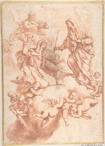 Saint Anne Received in Heaven by Christ and the Virgin by Luca Giordano depicting Luke 1