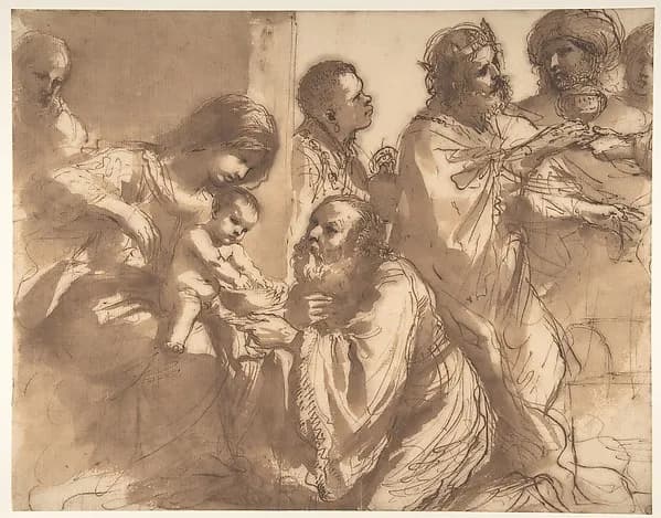The Adoration of the Magi by Guercino (Giovanni Francesco Barbieri) depicting Matthew 2