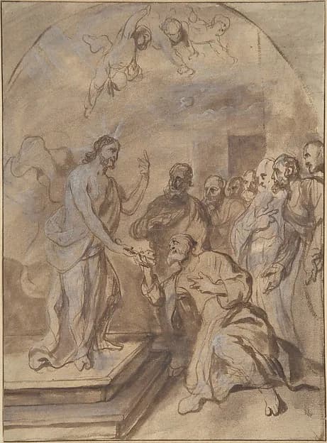 The Delivery of the Keys to Saint Peter by Jan Boeckhorst depicting Matthew 4