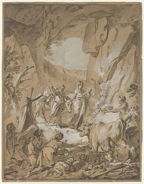 The Flight into Egypt by Jean-Baptiste Marie Pierre depicting Matthew 2