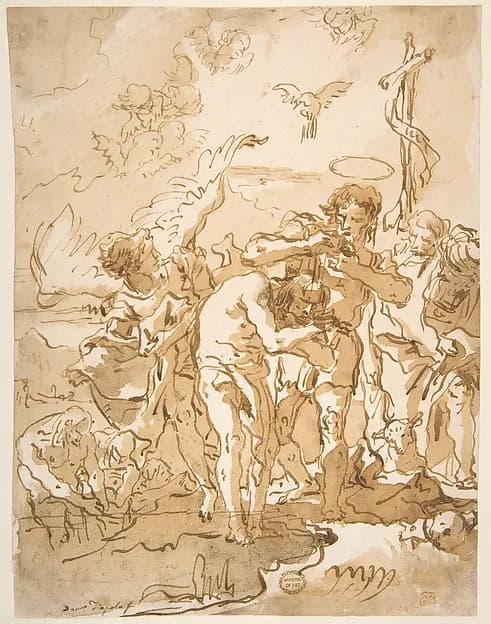 The Baptism of Christ by Giovanni Domenico Tiepolo depicting Matthew 3