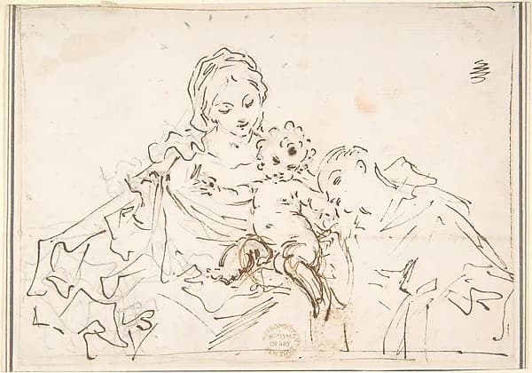 Madonna and Child with Worshipper by Anonymous, Italian, 17th century depicting Luke 2