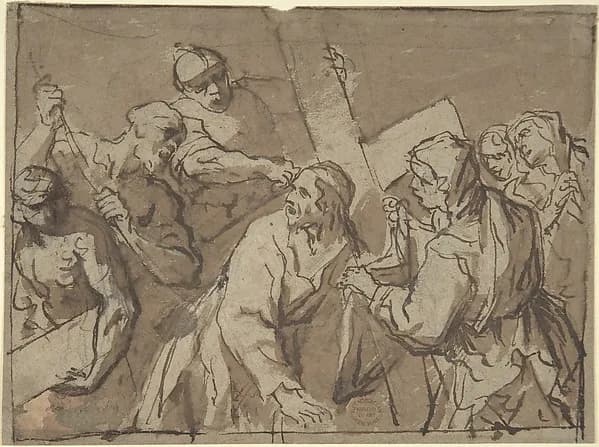 Christ Bearing the Cross by Anonymous, Italian, Roman-Bolognese, 17th century depicting John 1