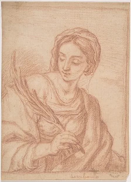 Virgin with a Palm Branch by Anonymous, Italian, Roman-Bolognese, 17th century depicting Luke 1