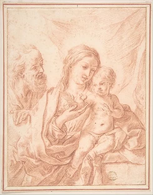 Holy Family by Anonymous, Italian, Roman-Bolognese, 17th century depicting Luke 2