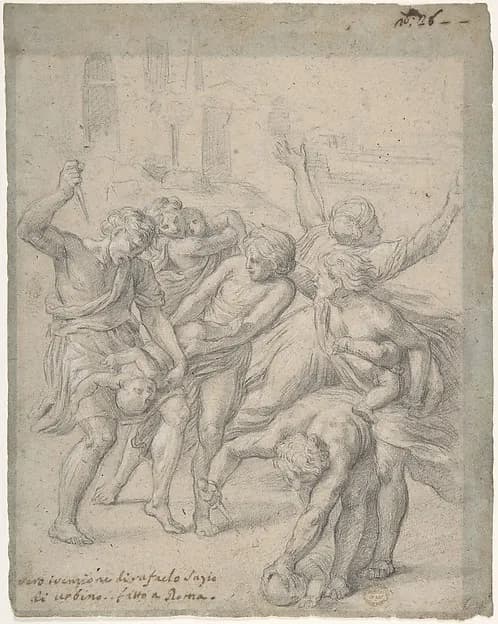 Massacre of the Innocents by Anonymous, Italian, Roman-Bolognese, 17th century depicting Matthew 2