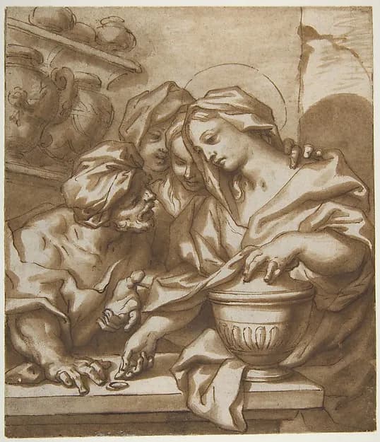 Mary Magdalen Buying Ointment by Paolo Gerolamo Piola depicting Luke 7
