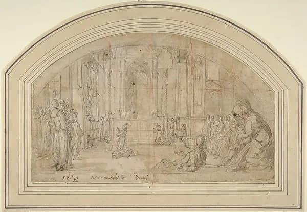 Saint Antoninus Kneeling before the Crucifix in Orsanmichele, Florence by Bernardino Poccetti depicting Matthew 27
