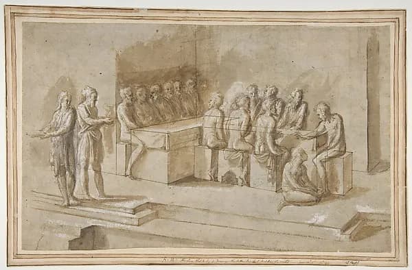 Penitent Woman Anointing the Feet of Christ at the Table of Simon the Pharisee (Luke 7:36-50) by Biagio Pupini depicting John 1