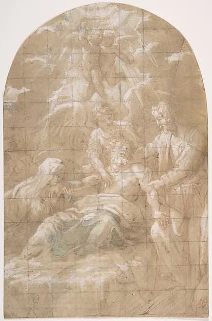 Death of Saint Joseph by Anonymous, Italian, Emilian (Parmese), 17th century depicting Luke 1
