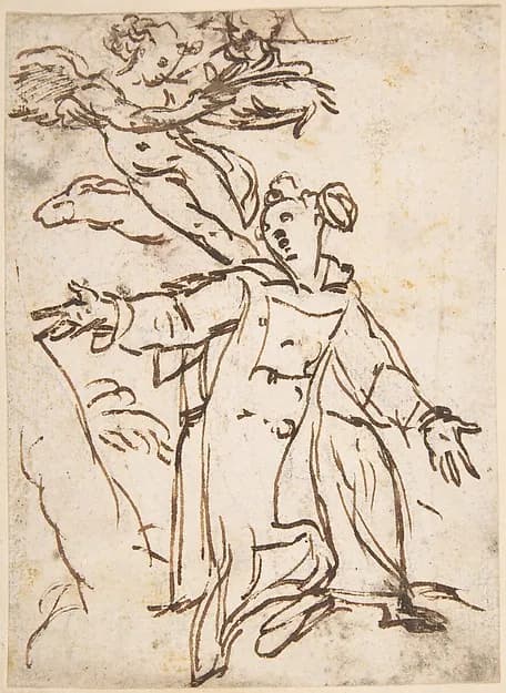 Saint Stephen Being Crowned by an Angel by Anonymous, Italian, Roman-Bolognese, 17th century depicting Acts 7