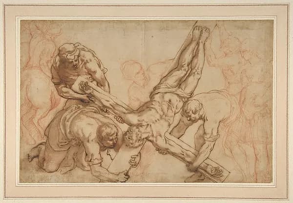 The Martyrdom of Saint Peter by Giovanni Battista Ricci (Giovanni Battista da Novara) depicting Matthew 27