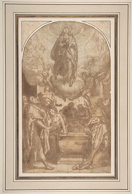 The Assumption of the Virgin by Cesare Nebbia depicting Luke 1
