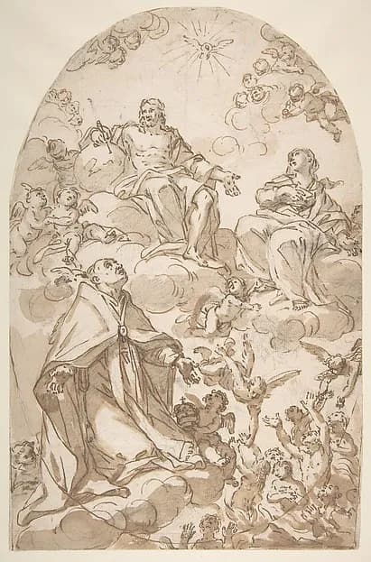 Saint Gregory the Great Interceding for Souls in Purgatory by Giovanni Odazzi depicting John 1