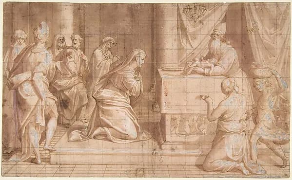 The Circumcision of Jesus by Giovanni Battista Trotti ("Il Malosso") depicting Luke 1