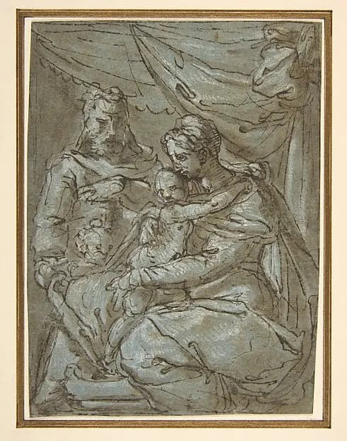 The Holy Family with the Infant Baptist by Girolamo Siciolante da Sermoneta depicting Matthew 3