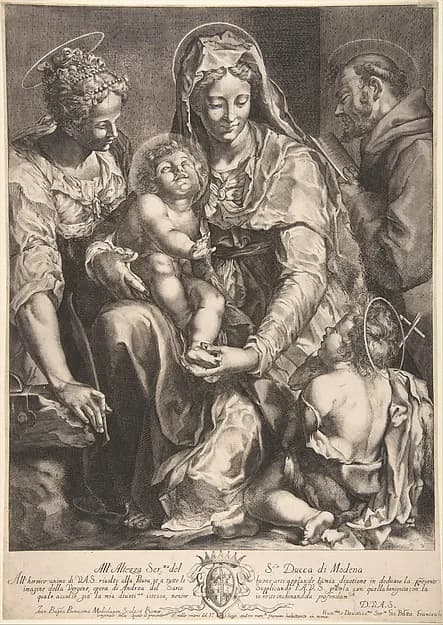 Virgin and Child with Saint Catherine, Francis of Assisi and John the Baptist by Giovanni Battista Bonacina depicting Matthew 3