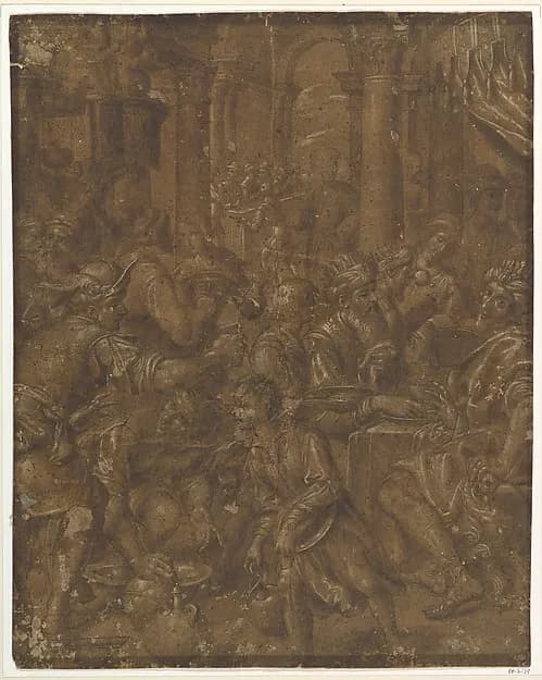 The Banquet of Ahasuerus and Esther by Aurelio Lomi depicting Esther 5