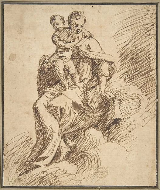 Madonna and Child on Clouds by Anonymous, Italian, 16th century depicting Luke 2