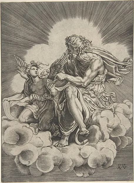Saint Matthew by Agostino Veneziano (Agostino dei Musi) depicting Matthew 1