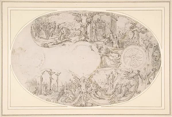 Design for a Silver Vessel with Scenes from the Passion of Christ by Paulus Willemsz. van Vianen depicting Matthew 27