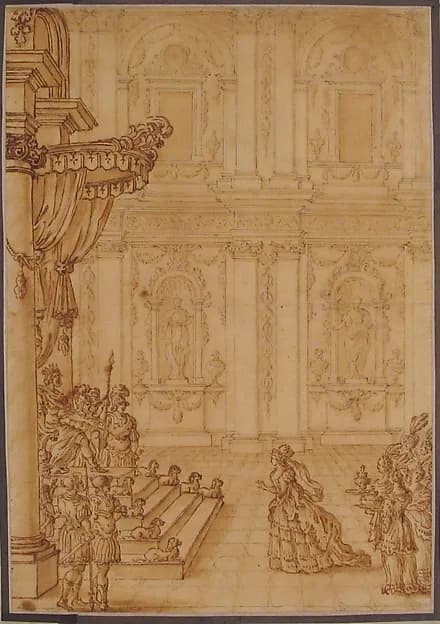 Esther before Ahasuerus by Anonymous, French, 18th century depicting Esther 5
