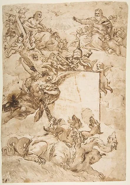 St. Michael Expurging Heresy by Pietro da Cortona (Pietro Berrettini) depicting Revelation 12