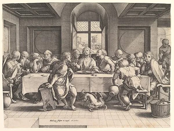 The Last Supper by Hendrick Goltzius depicting Matthew 26