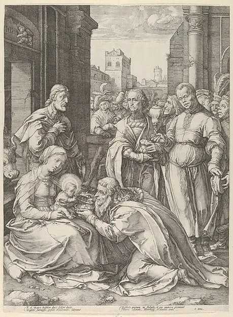 Adoration of the Magi by Hendrick Goltzius depicting Matthew 2