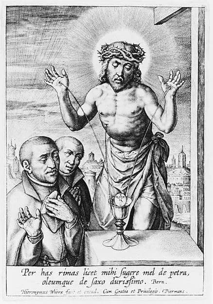 Christ as a Fountain, with Two Jesuits by Hieronymus (Jerome) Wierix depicting John 1