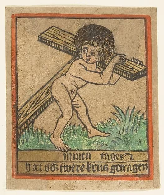Christ Child Carrying the Cross by Anonymous, German, Upper Rhine, 15th century depicting Mark 15