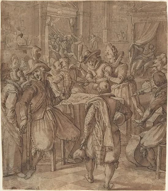 The Prodigal Son Squanders his Fortune with Prostitutes by Augustin Braun depicting Luke 15