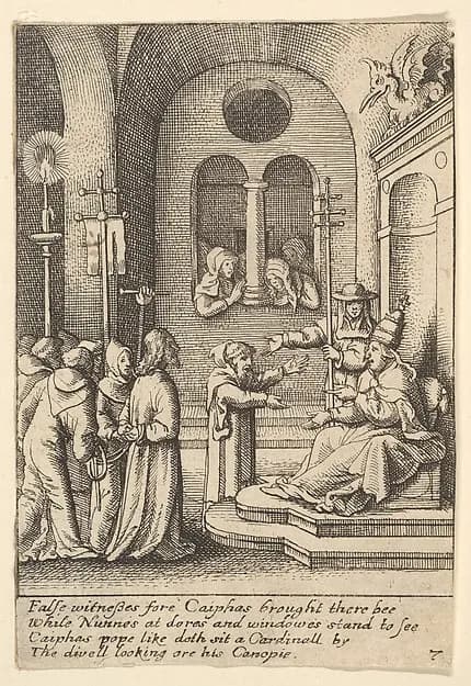 Jesus again before Caiaphas by Wenceslaus Hollar depicting John 1
