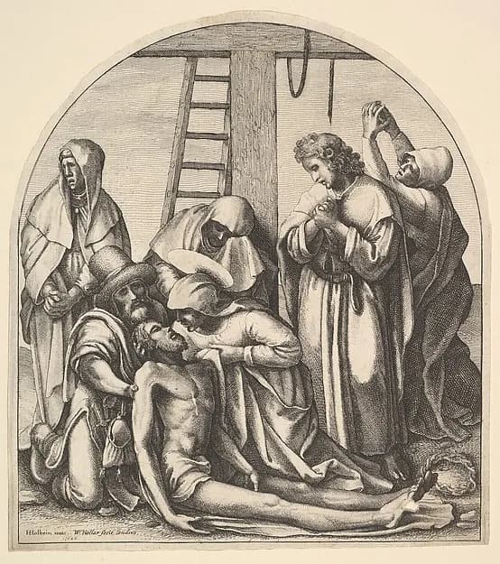 Descent from the Cross by Wenceslaus Hollar depicting Luke 1