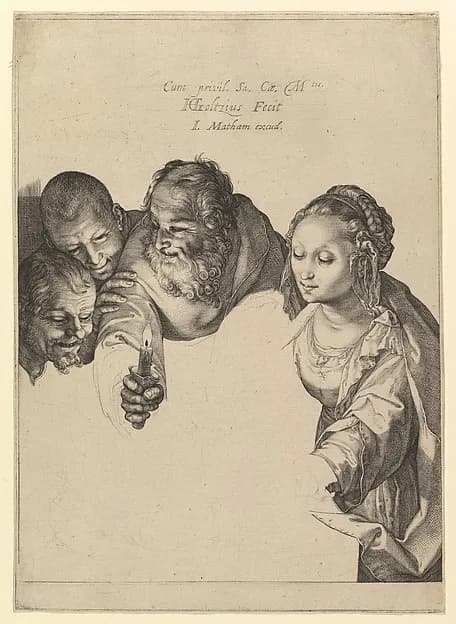 The Adoration of the Shepherds by Hendrick Goltzius depicting Luke 2
