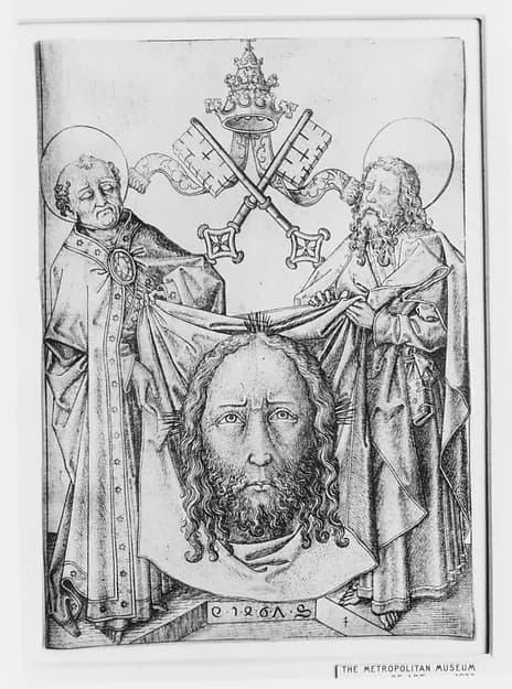 The Sudarium with St. Peter and St. Paul by Master ES depicting Matthew 4