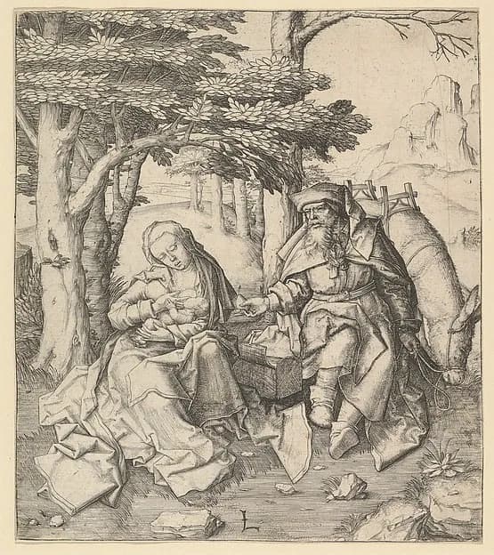 Rest on the Flight Into Egypt by Lucas van Leyden depicting Matthew 2