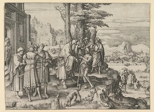 The Return of the Prodigal Son by Lucas van Leyden depicting Luke 15