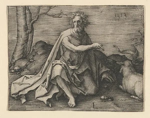 St. John the Baptist in the Desert by Lucas van Leyden depicting Matthew 3
