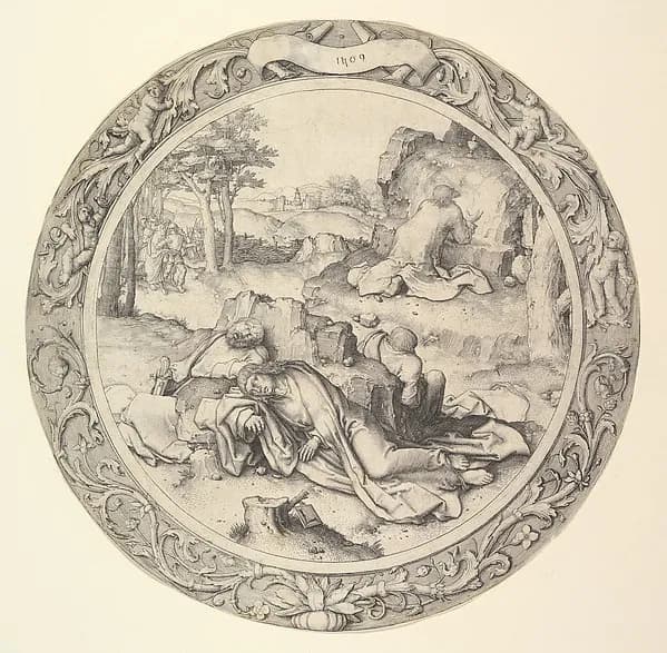 Christ on the Mount of Olives, from the Circular Passion by Lucas van Leyden depicting John 1
