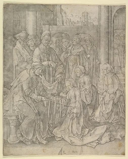 Esther Before Ahasuerus by Lucas van Leyden depicting Esther 5