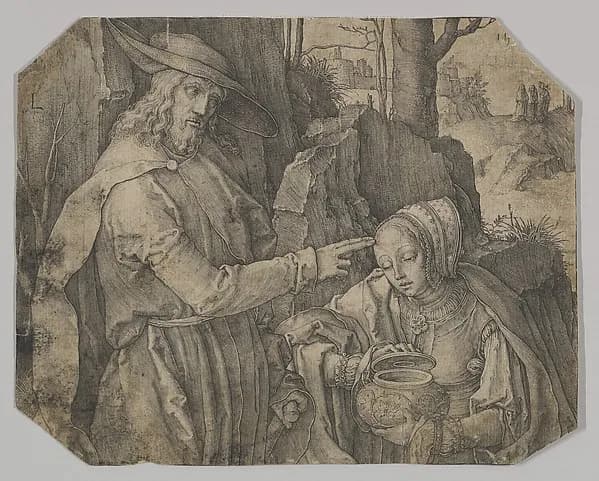 Christ Appearing to St. Mary Magdalene as a Gardener by Lucas van Leyden depicting John 1