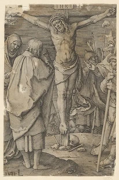 Crucifixion, from the series The Passion by Lucas van Leyden depicting Matthew 27