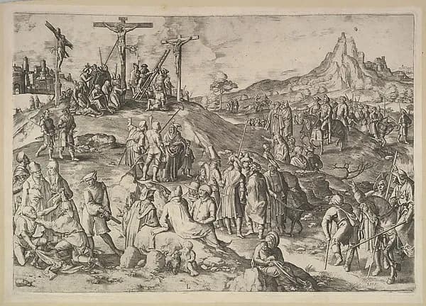 Calvary (Golgotha) by Lucas van Leyden depicting Matthew 27